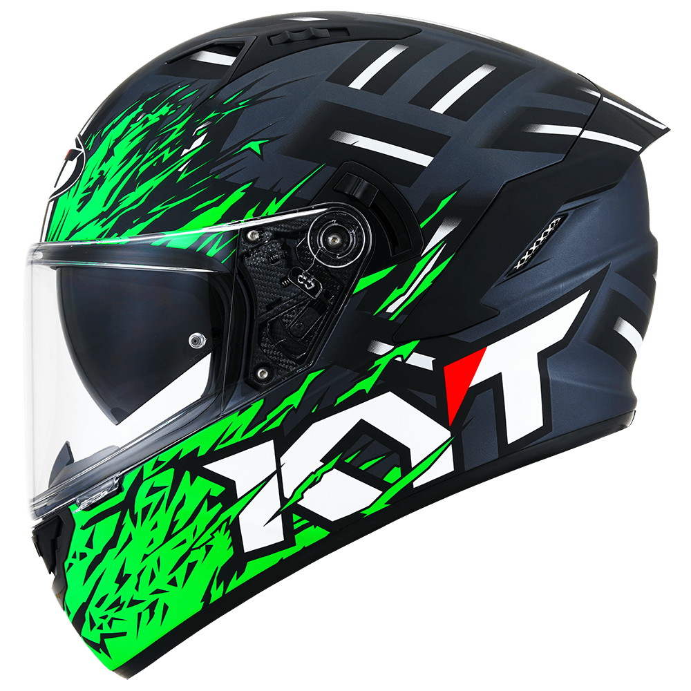 KYT Striker 2V FLAMING ANTHRACITE GREEN Helmet - AH Helmets