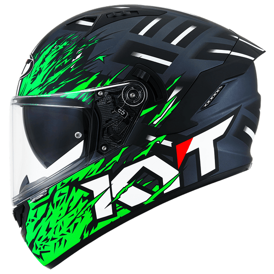 KYT Striker 2V FLAMING ANTHRACITE GREEN Helmet - AH Helmets
