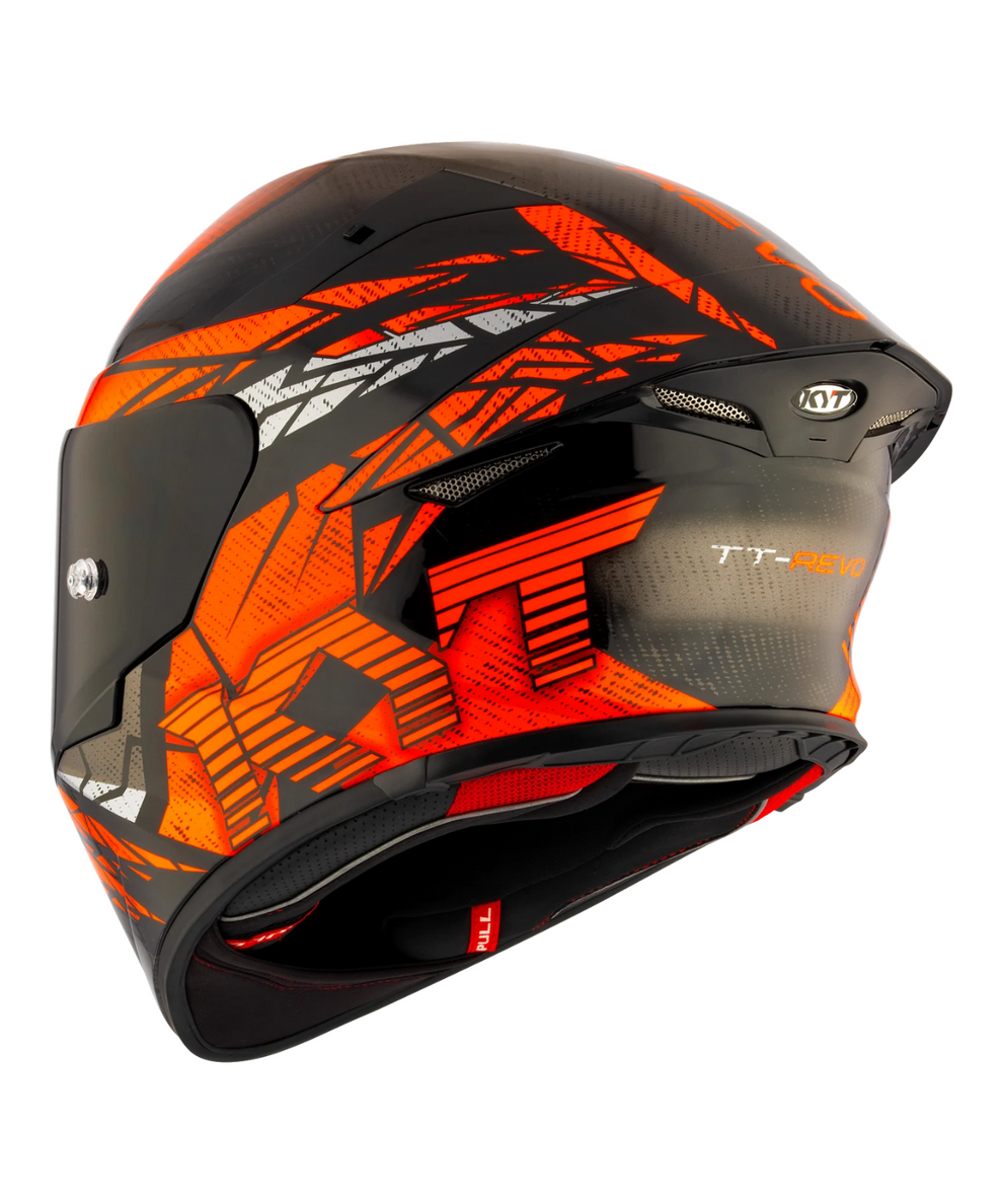 KYT TT Revo Combustion Gloss Black Orange Helmet - AH Helmets