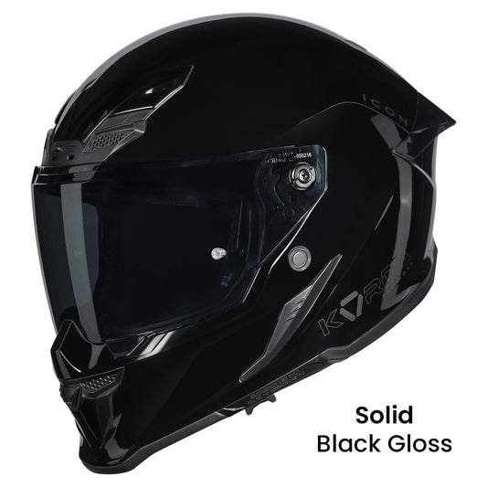 KORDA ICON  SOLID GLOSS BLACK HELMET (Dual visor)