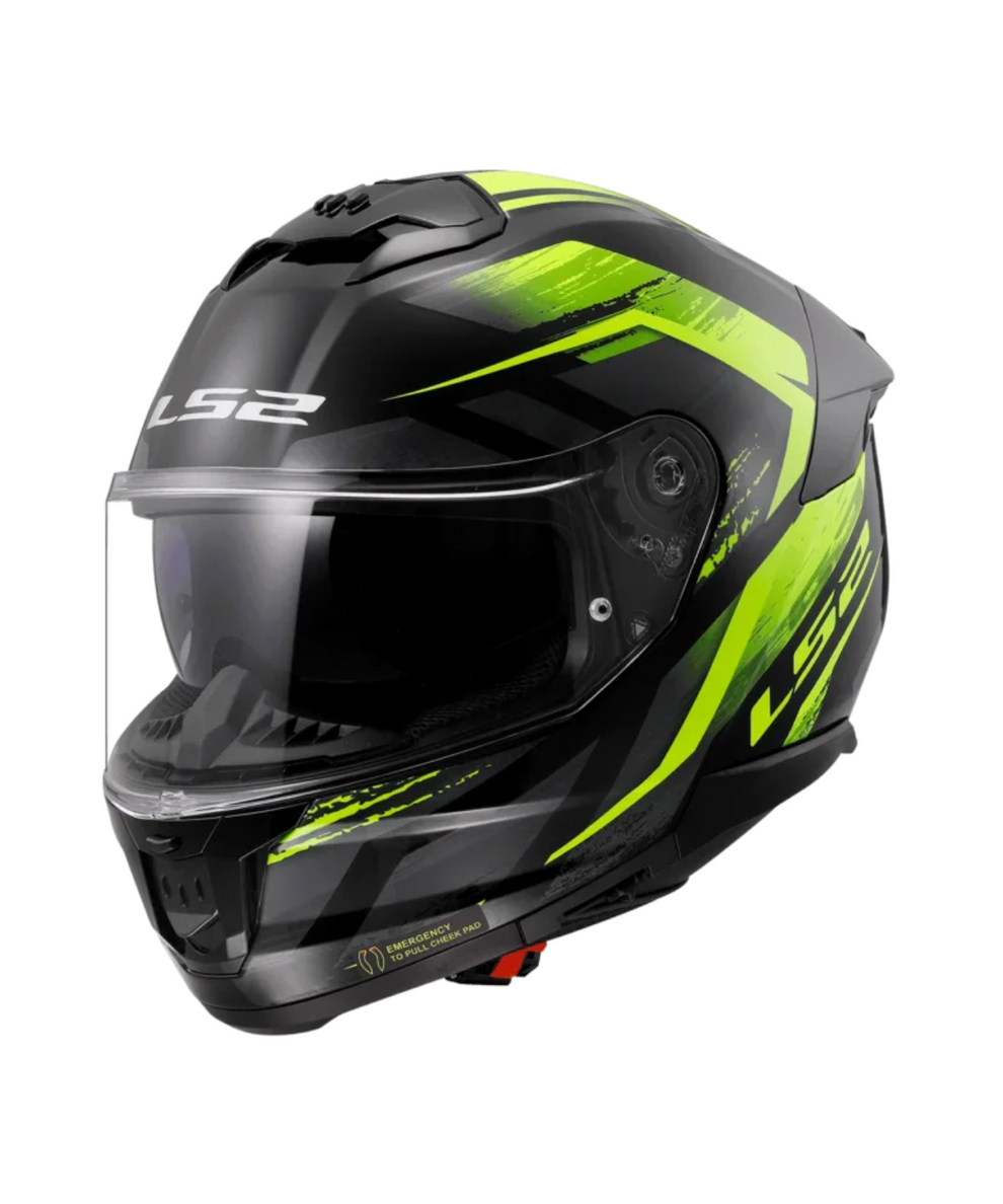LS2 FF320 STREAM II FURY GLOSS Black HI VIZ Yellow -06 - AH Helmets