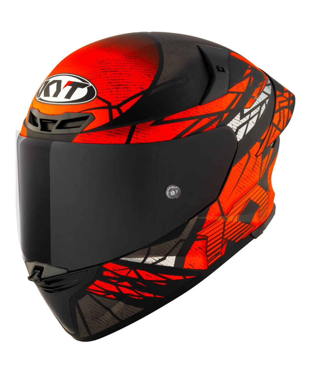 KYT TT Revo Combustion Gloss Black Orange Helmet - AH Helmets