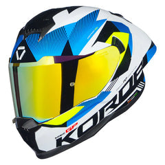 KORDA SONIC GP BRAVE GLOSS WHITE FLO YELLOW W/P HELMET (Dual visor)