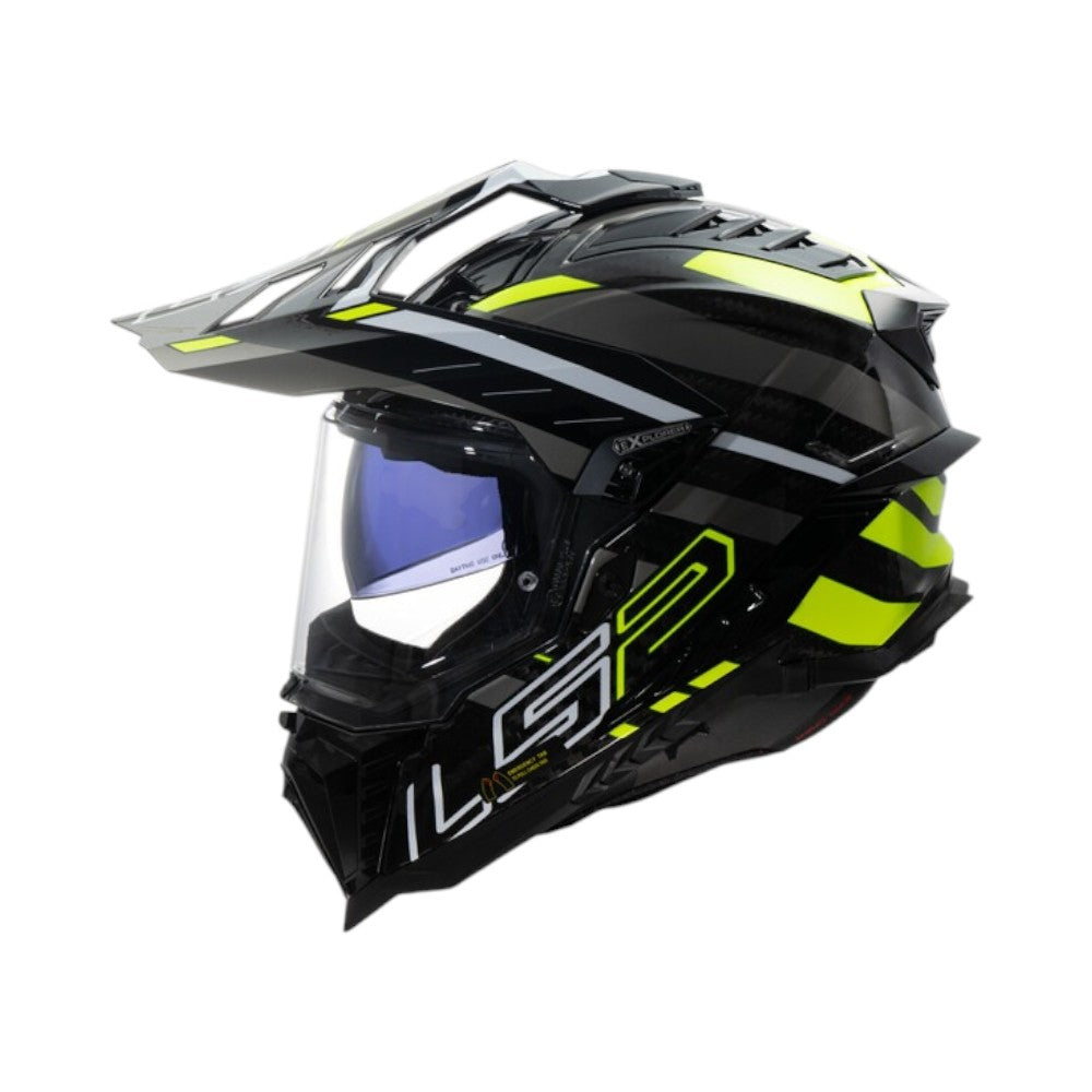 LS2 MX701 EXPLORER Carbon EDGE Gloss Black Hi-Viz Yellow Helmet
