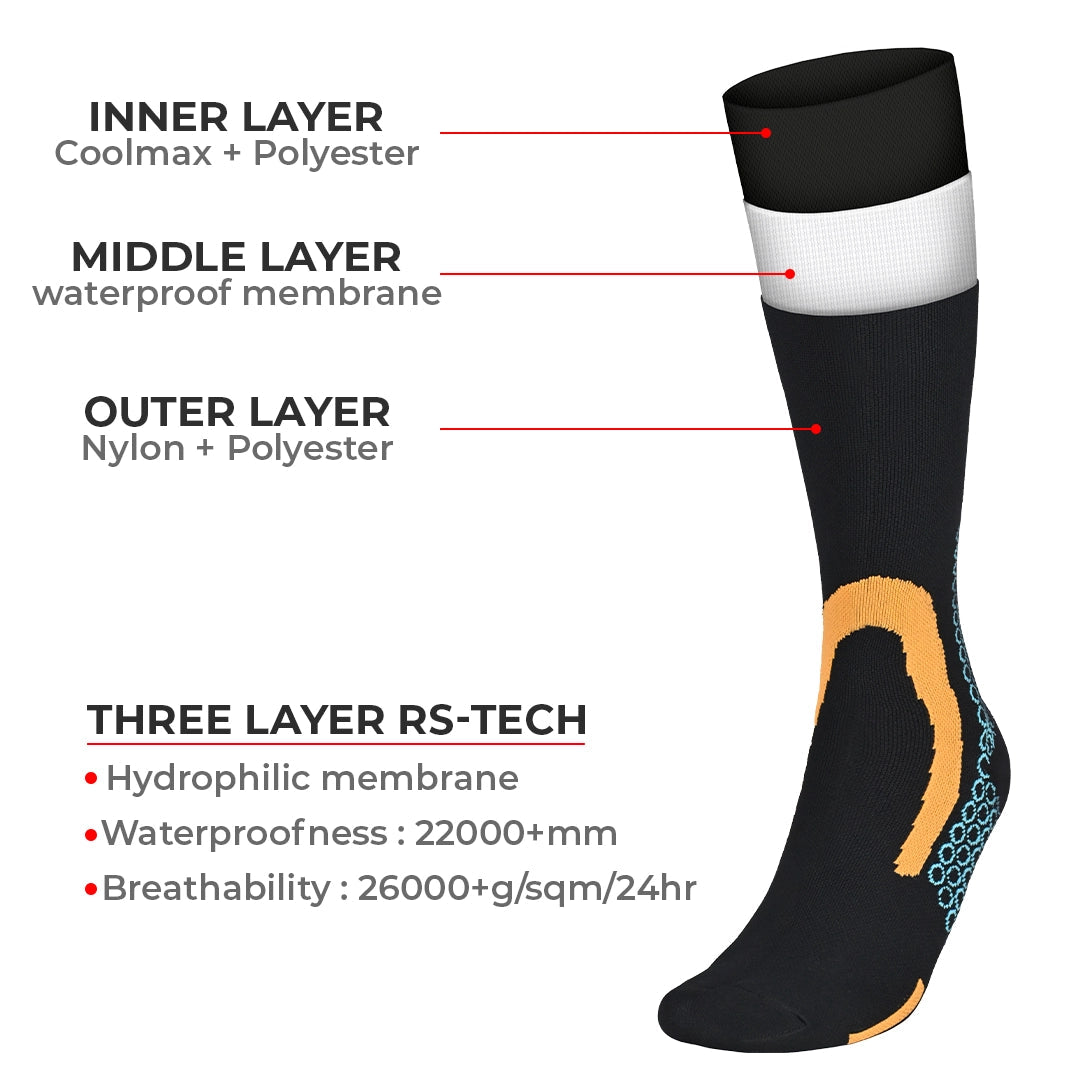 RANDY SUN – WATERPROOF SOCKS KNEE HIGH -X216 (ORANGE/BLACK)