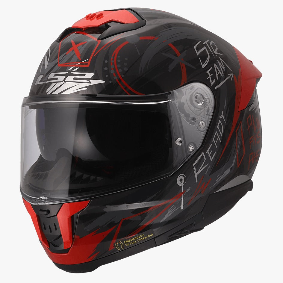 LS2 FF320 STREAM II SCRATCH HELMETS-GLOSS BLACK RED-06 – AH Helmets