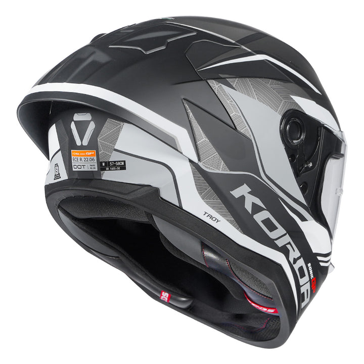 KORDA SONIC GP TROY MATT GREY HELMET (Dual visor) - Free Smoke Visor