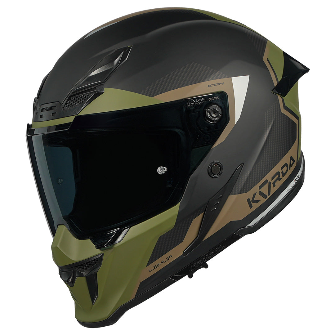 KORDA ICON LEMUR A MATT Millitary Green HELMET (Dual visor)
