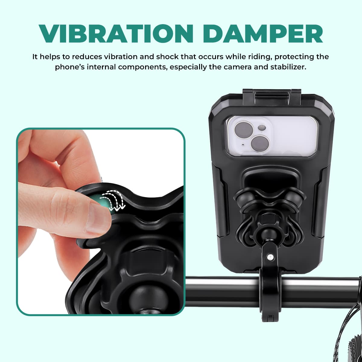 Simtac Splash Gurard X Mobile Holder with Vibration Damper MHWP-PRO - AH Helmets