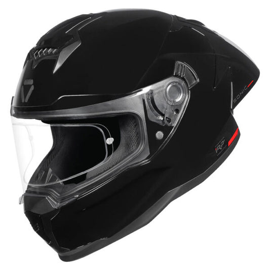 KORDA SONIC GP SOLID GLOSS BLACK W/P HELMET (Dual visor)