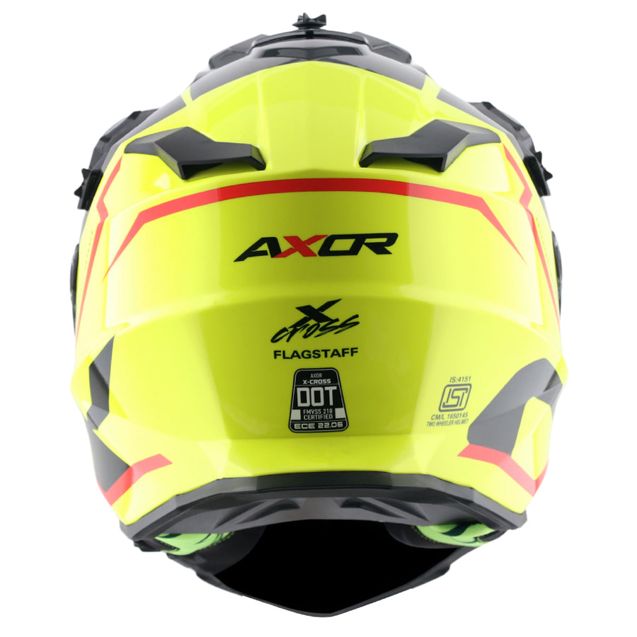 Axor X-Cross Dual Visor FlagsOff Gloss Neon Yellow Black Helmet