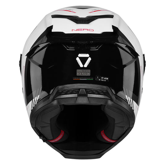 KORDA ICON NERO GLOSS  WHITE RED HELMET (Dual visor)