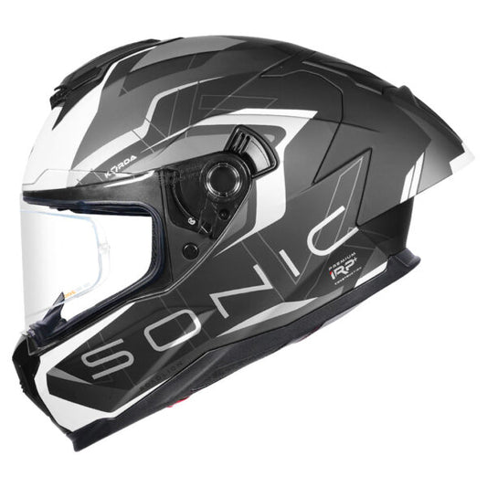 KORDA SONIC GP ROADLION MATT BLACK GREY W/P HELMET (Dual visor)