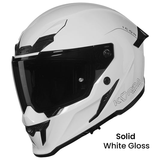 KORDA ICON  SOLID GLOSS WHITE HELMET (Dual visor)