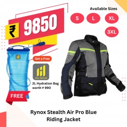 Rynox Stealth Air Pro Blue Hi-Viz Green Riding Jacket