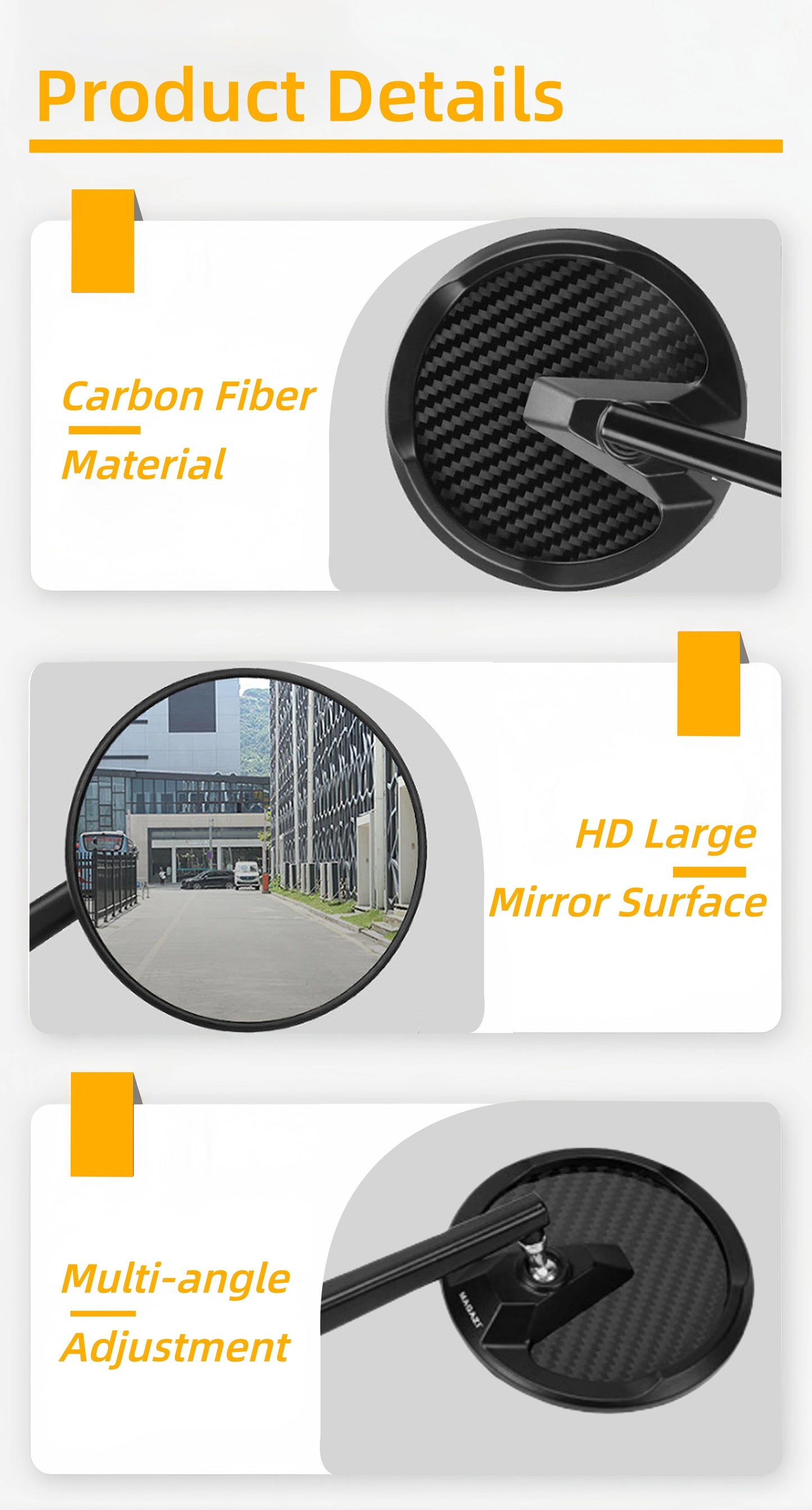 Motorcycle Carbon Adjustable Mirror (Cruiser)
