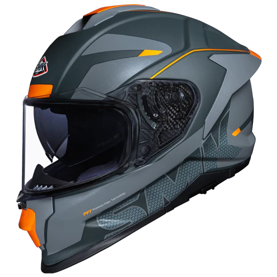 SMK Titan Firefly Matt Grey Orange (MA667) Helmet