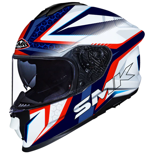 SMK Titan Slick Gloss White Blue Red (GL153) Helmet