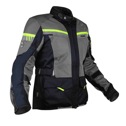 Rynox Stealth Air Pro Blue Hi-Viz Green Riding Jacket - AH Helmets