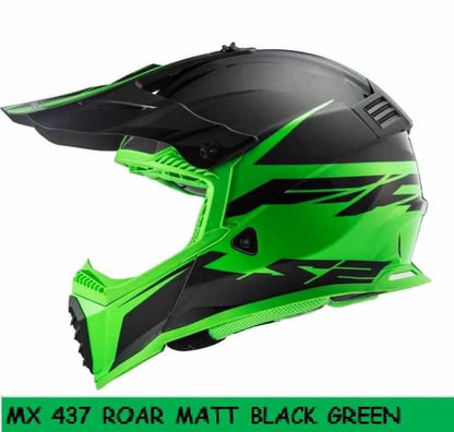 LS2 MX437 Fast Evo Roar Matt Gloss Black Green Helmet