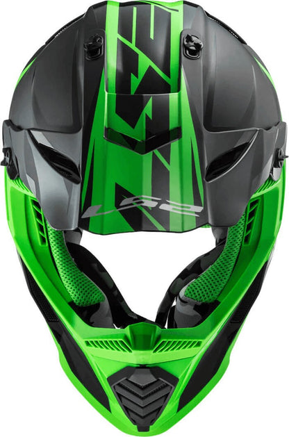 LS2 MX437 Fast Evo Roar Matt Gloss Black Green Helmet