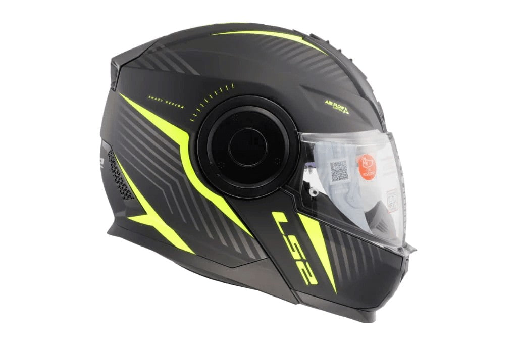 LS2 FF902 Scope Skid Gloss Black Hi Viz Yellow Helmet - AH Helmets