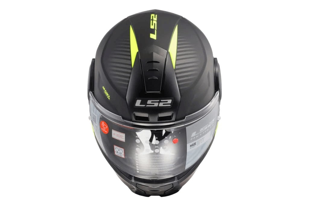 LS2 FF902 Scope Skid Gloss Black Hi Viz Yellow Helmet - AH Helmets