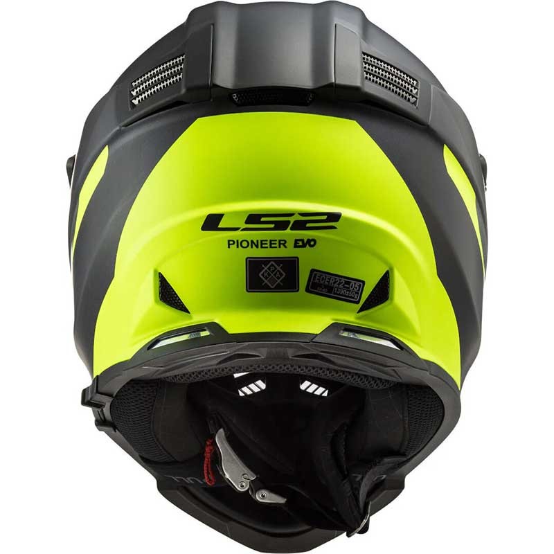 LS2 MX436 Pioneer Evo Router Gloss Black Hi Viz Yellow Helmet - AH Helmets