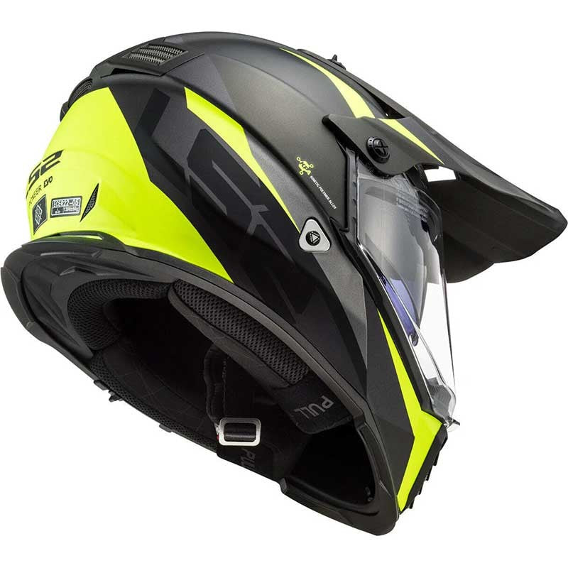 LS2 MX436 Pioneer Evo Router Gloss Black Hi Viz Yellow Helmet - AH Helmets