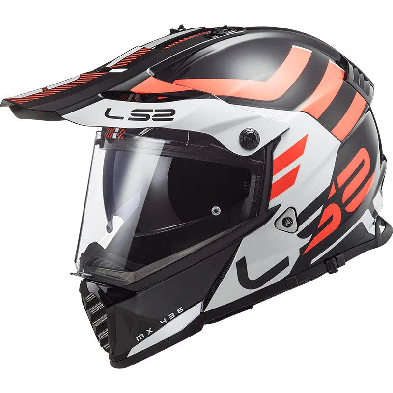 LS2 MX436 Pioneer Evo Adventurer Gloss Black White Orange Helmet - AH Helmets
