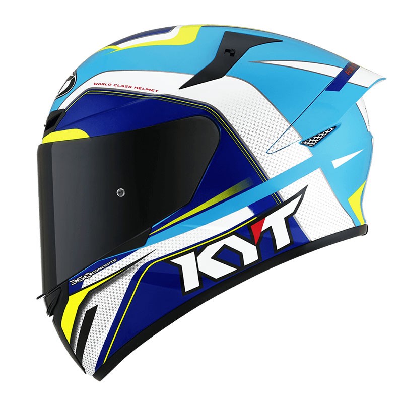 KYT TT Course Grand Prix White/Light Blue Helmet - AH Helmets