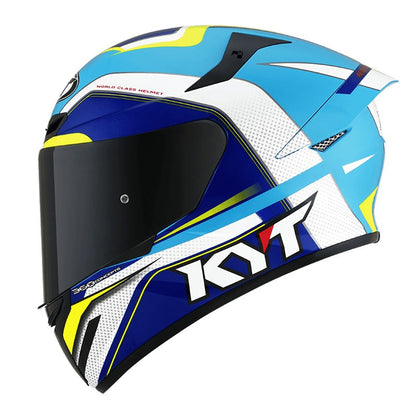 KYT TT Course Grand Prix White/Light Blue Helmet - AH Helmets