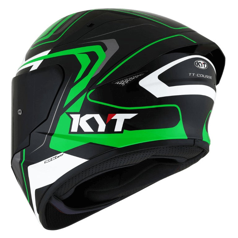 KYT TT Course Overtech Black Green Helmet - AH Helmets