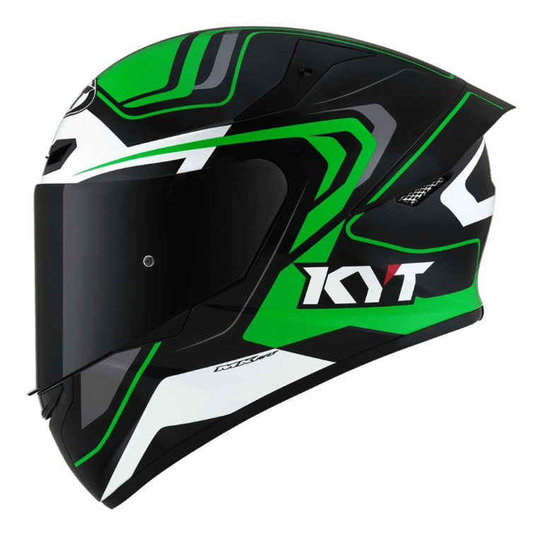 KYT TT Course Overtech Black Green Helmet - AH Helmets