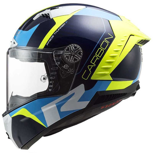 LS2 FF805 THUNDER Carbon Racing 1 Gloss Blue Hi Viz Yellow Helmet - AH Helmets
