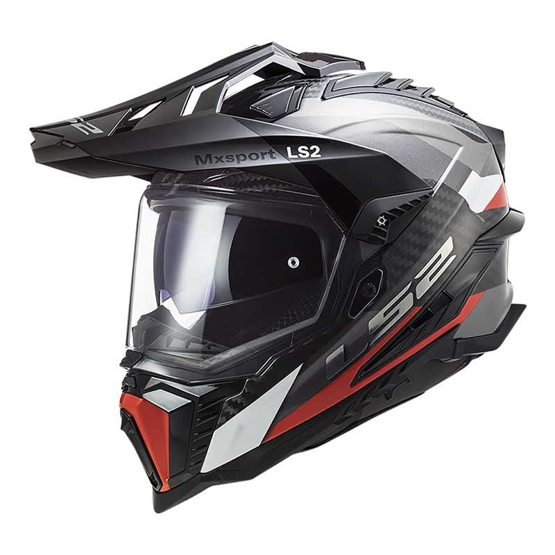 LS2 MX701 EXPLORER Carbon Frontier Gloss Titanium Red Helmet - AH Helmets