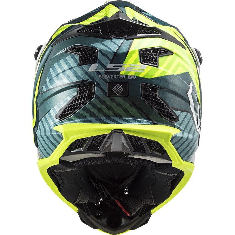 LS2 MX700 Subverter Evo Astro Gloss Cobalt Hi-Viz Yellow Helmet - AH Helmets