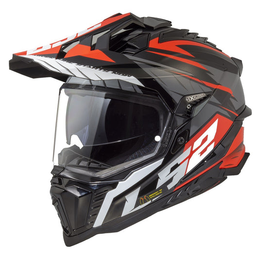 LS2 MX701 EXPLORER Spire Gloss Black Titanium Red Helmet