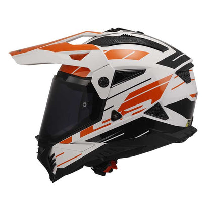 LS2 MX436 Pioneer II Namib Gloss White Orange Helmet - 06