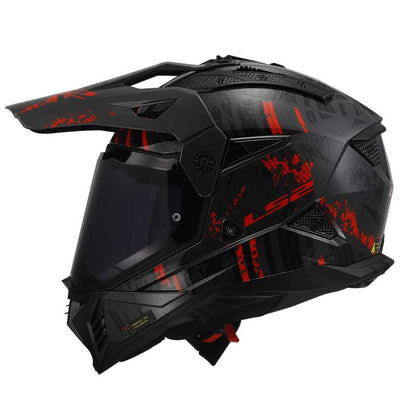 LS2 MX436 Pioneer II Crazy Black Red Helmet - 06
