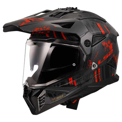 LS2 MX436 Pioneer II Crazy Black Red Helmet - 06