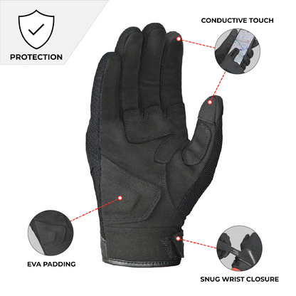Viaterra Fender – Daily Use Motorcycle Black Gloves for Men - AH Helmets
