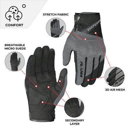 Viaterra Fender – Daily Use Motorcycle Grey Gloves for Men