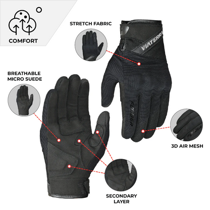 Viaterra Fender – Daily Use Motorcycle Black Gloves for Men - AH Helmets