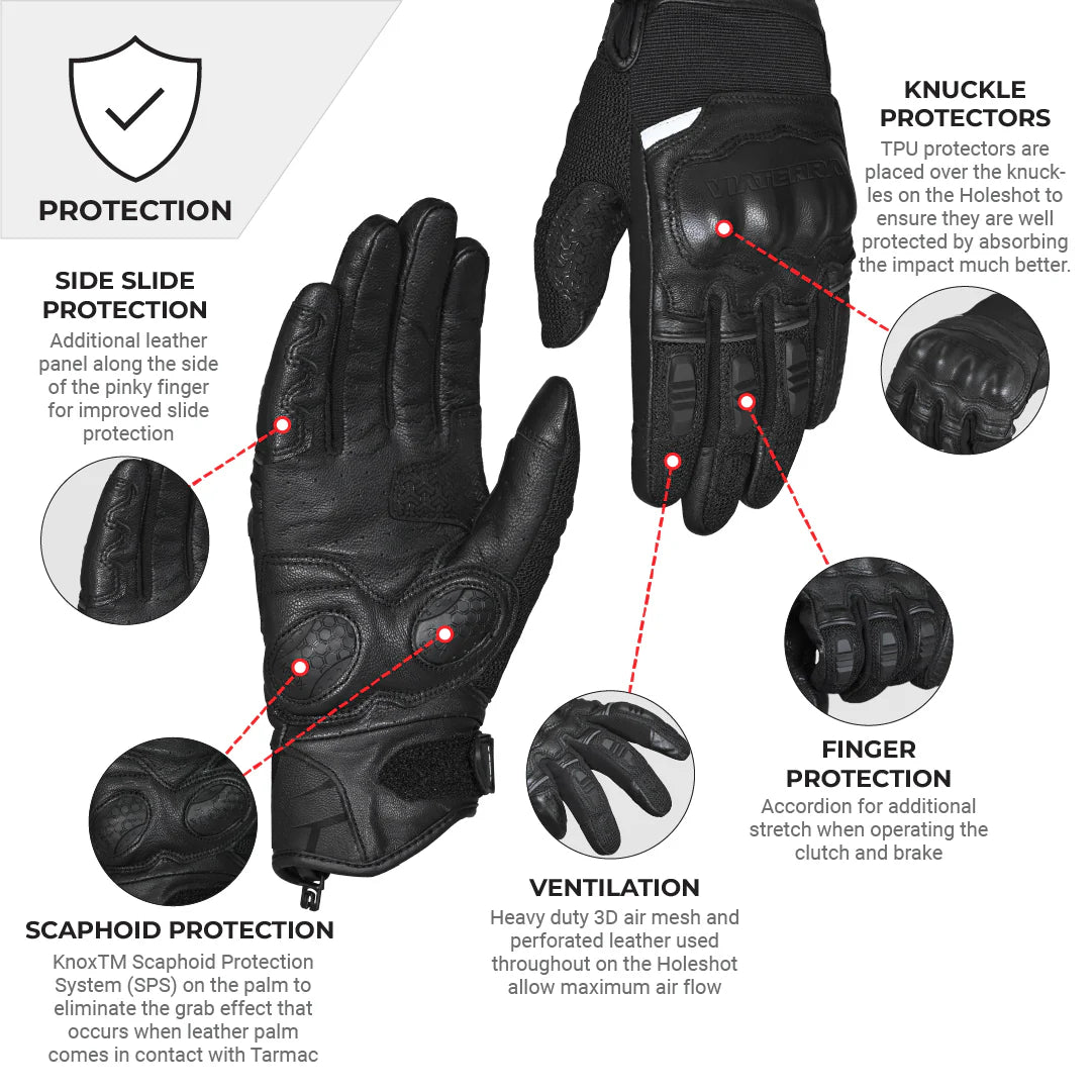 ViaTerra Holeshot – Black Riding Gloves - AH Helmets