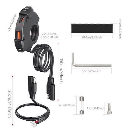 Aqua motorcycle Handlebar 30w USB plus C pin CHARGER
