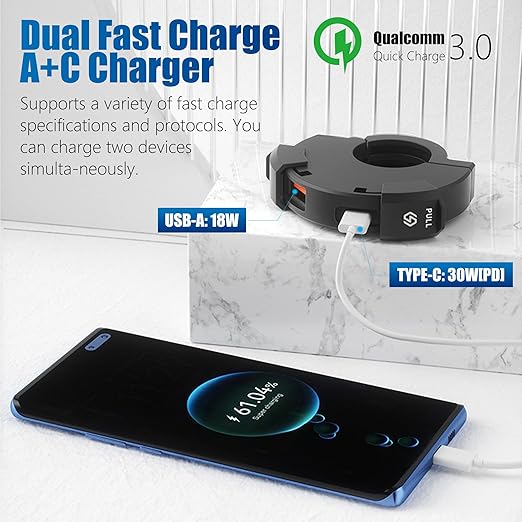 Aqua motorcycle Handlebar 30w USB plus C pin CHARGER