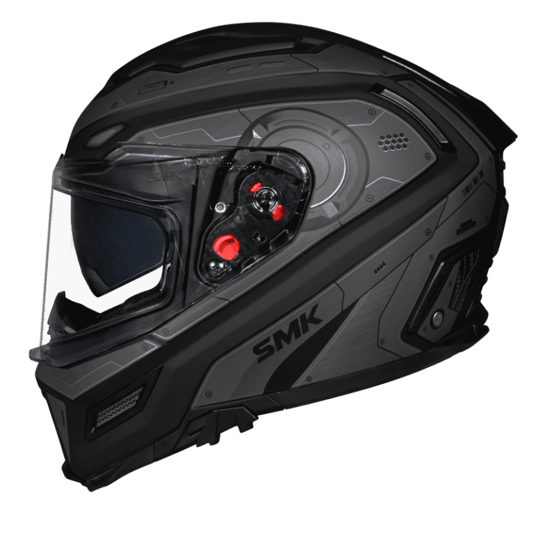 Smk Agnar Cyborg Gloss Black Grey Helmet - GL266 (ECE 22.06)