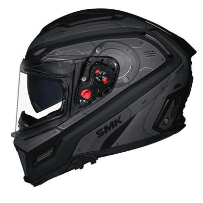 Smk Agnar Cyborg Gloss Black Grey Helmet - GL266 (ECE 22.06)
