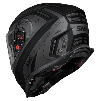Smk Agnar Cyborg Gloss Black Grey Helmet - GL266 (ECE 22.06)
